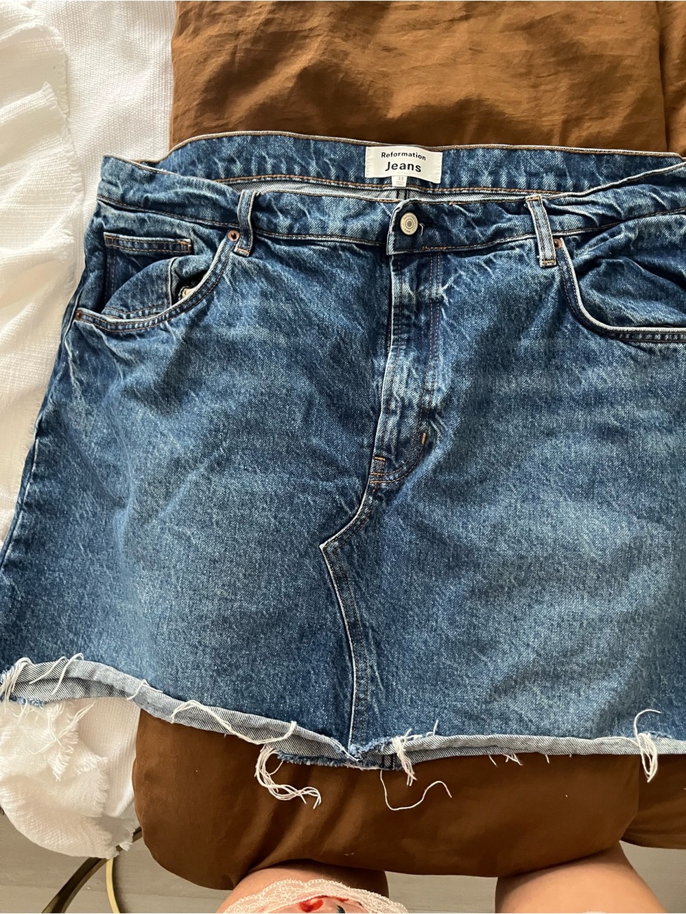 Reformation Jeans Blue Denim Mini Skirt